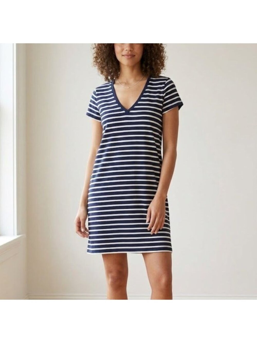 Madewell Northside Vintage Tee Dress XS Navy White Stripe Short Sleeve Dress